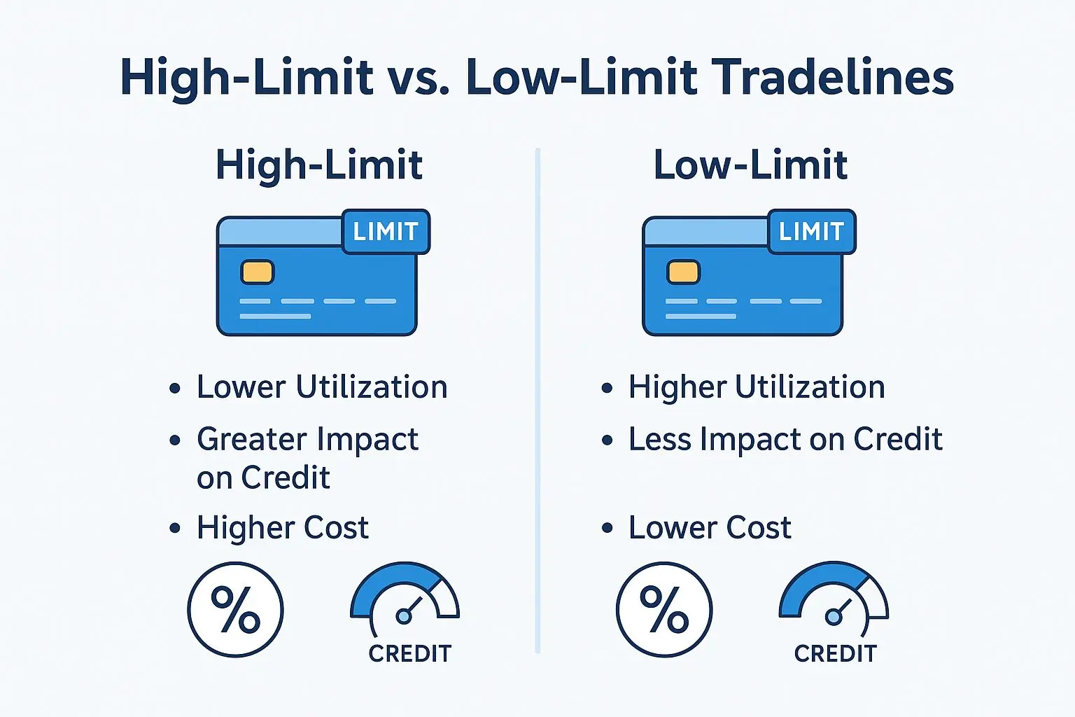 High-Limit vs. Low-Limit Tradelines: Key Differences at a Glance
