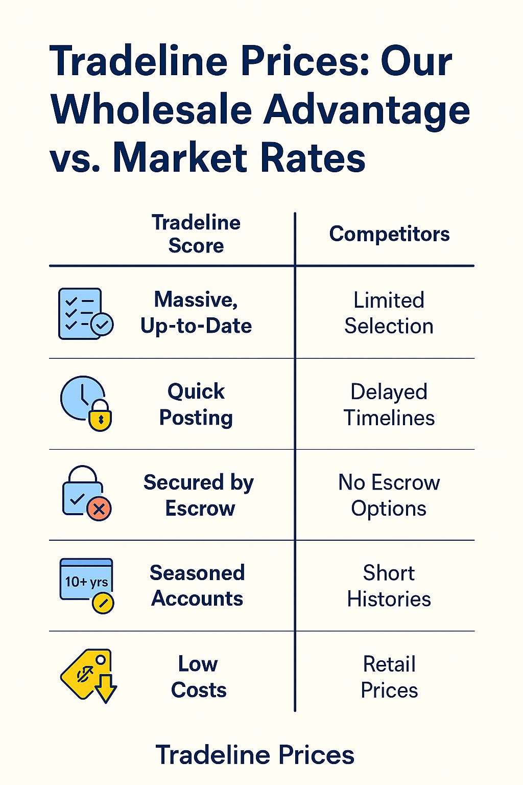 Tradeline Prices Compared